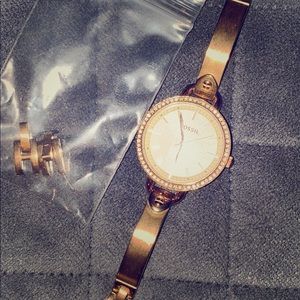 Woman’s rose gold watch
